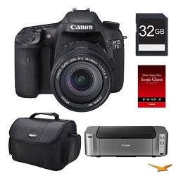 Canon EOS 7D DSLR Camera 18 135mm Lens, 32GB, Printer Bundle