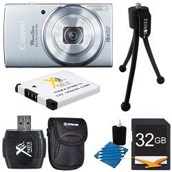 Canon PowerShot ELPH 150 IS 20MP 10x Opt Zoom Digital Camera Silver Kit