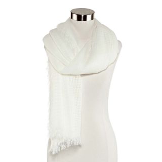 Solid Basket Weave Scarf, Ivory, Womens