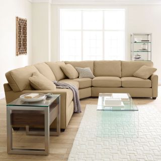 Possibilities Sharkfin Arm 3 pc. Loveseat Sectional, Coffee.