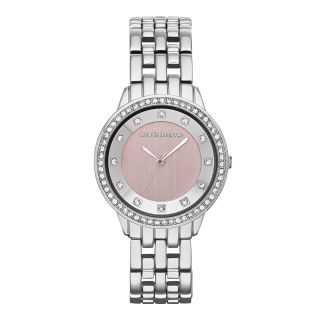 LIZ CLAIBORNE Womens Pink Crystal Accent Bracelet Watch
