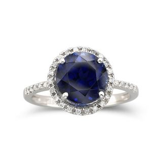 Lab Created Blue Sapphire & Diamond Ring, Womens
