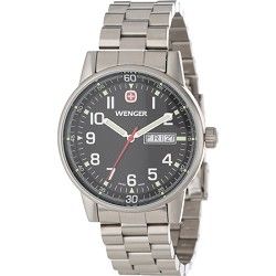 Wenger Mens Commando Day Date XL Watch   Black Dial/Stainless Steel Bracelet