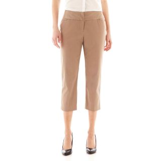 Worthington Sateen Crop Pants, Khaki, Womens