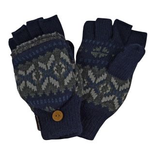 MUK LUKS Sweater Vest Flip Gloves, Gray, Mens