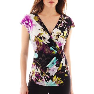 Worthington Cap Sleeve Surplus Top   Petite, Summer Garden