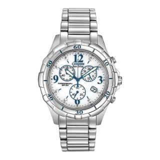 Citizen Eco Drive Womens Blue Accent Silver Tone Chronograph Watch FB1350 58A