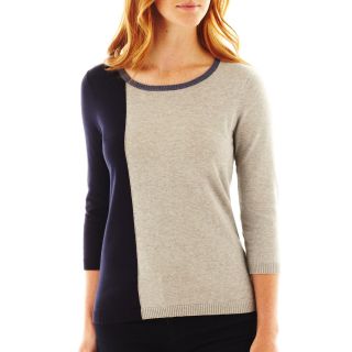 LIZ CLAIBORNE Colorblock Sweater, Darkest Sky Multi, Womens