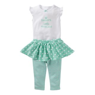 Carters 2 pc. Bodysuit and Pants with Knit Skirt Set   Girls nb 24m, Turq