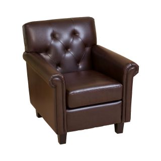 Veronica Bonded Leather Tufted Club Chair, Brown