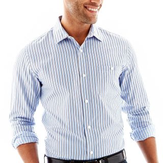 CLAIBORNE Long Sleeve Button Front Shirt, Blue, Mens