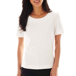 Worthington Short Sleeve Textured Top, White