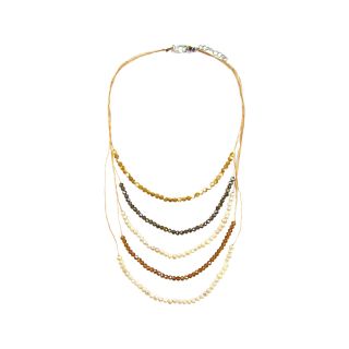 Faux Pearl & Smoky Crystal Rope Necklace, White