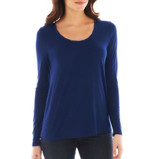 A.N.A High Low Scoopneck Tee, Navy, Womens