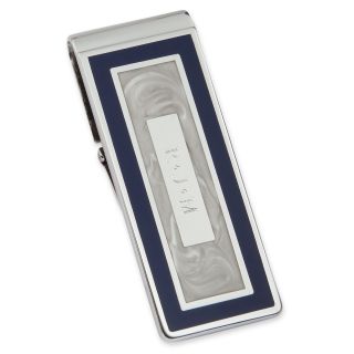 Personalized Blue and Pearl White Hinged Money Clip, Gray, Mens
