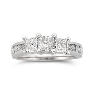 TruMiracle 1 CT. T.W. Diamond 3 Stone Ring 10K White Gold, White/Gold, Womens