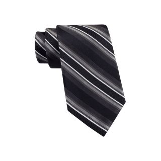 CLAIBORNE Tom Textured Stripe Tie, Black, Mens