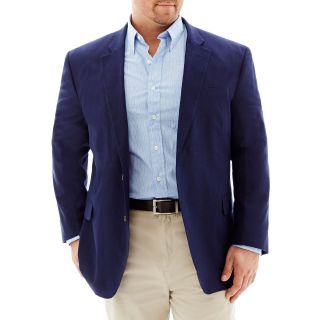 Stafford Linen Cotton Sport Coat Big and Tall, Navy, Mens