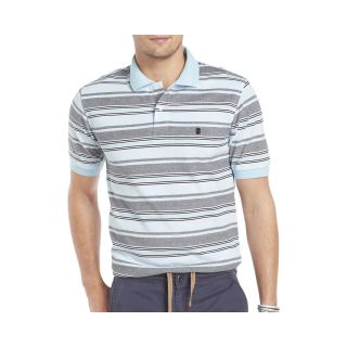Izod Short Sleeve Multi Striped Polo Shirt, Blue, Mens