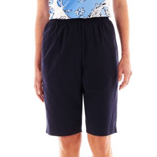 Alfred Dunner Classics Cotton Sheeting Shorts, Navy, Womens