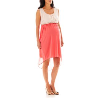 Maternity High Low Dress, Peach/coral