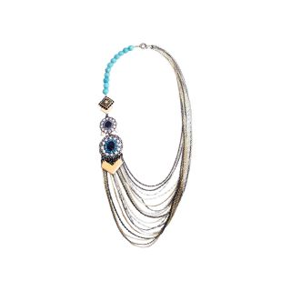 ZOË + SYD Color Treated Blue Jade Multi Chain Necklace, Womens