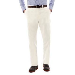Stafford Cotton Linen Flat Front Suit Pants, Bone, Mens