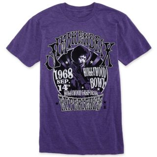Jimi Hendrix Hollywood Bowl Graphic Tee, Purple, Mens