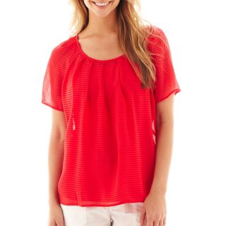 A.N.A Short Sleeve Tie Back Top, Tomato
