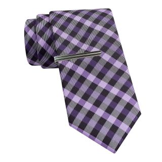 JF J.Ferrar JF J. Ferrar Blurred Gingham Tie, Purple, Mens