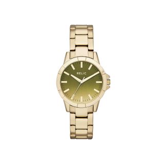 RELIC Payton Womens Olive Gold Tone Ombre Bracelet Watch