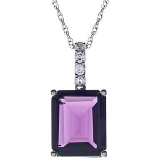Lab Created Octagonal Amethyst Pendant Sterling Silver, Womens