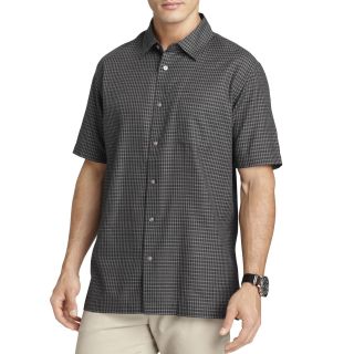 Van Heusen Short Sleeve Faux Linen Shirt, Black, Mens