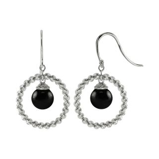 Sterling Silver Black Onyx Sparkle Bead Earrings, Womens