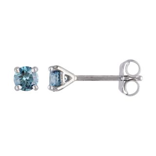 1/3 CT. T.W. Heat Treated Blue Diamond Stud Earrings, White, Womens