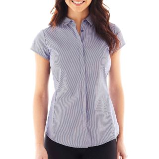 Worthington Essential Short Sleeve Shirt   Petite, Annes Stripe
