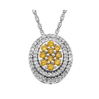 CT. T.W. Yellow & White Diamond Pendant, Womens