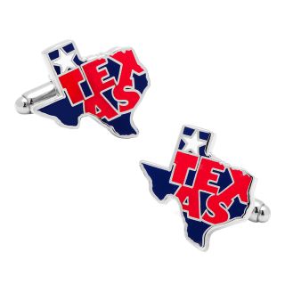 State of Texas Cufflinks, Silver, Mens