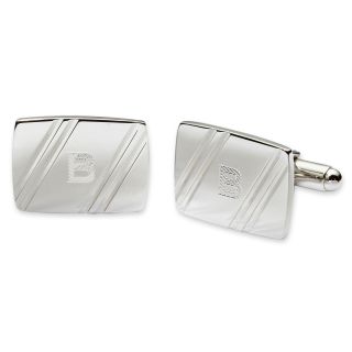Personalized Facet Cut Cuff Links, Silver, Mens