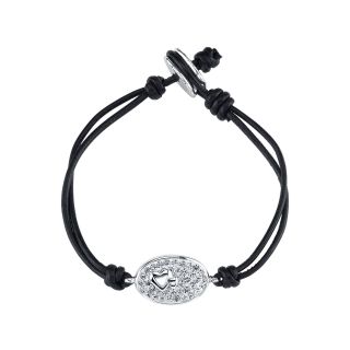 Bridge Jewelry Double Heart Crystal & Black Leather Bracelet