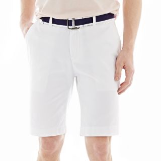 U.S. Polo Assn. Belted Flat Front Shorts, White, Mens