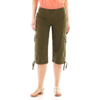 St. Johns Bay St. John s Bay Cropped Cargo Pants   Tall, Tuscan Olive, Womens
