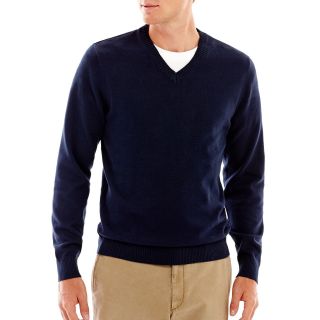 Haggar V Neck Sweater, Navy, Mens