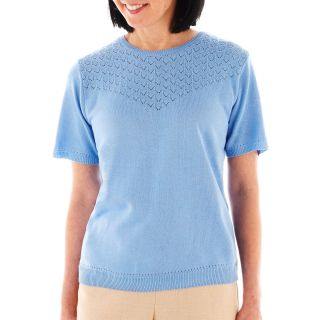 Alfred Dunner St. Kitts Short Sleeve Sweater Shell, Blue, Womens