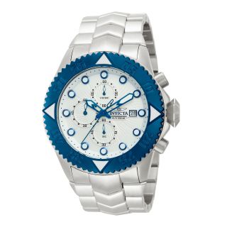 Invicta Pro Diver Mens Silver Tone & Blue 20ATM Chronograph Watch