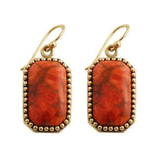 Art Smith by BARSE Sponge Coral Rectangle Earrings, Womens