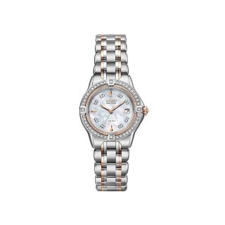 CITIZEN SIGNATURE Quattro Womens Diamond Accent Two Tone Watch EW2066 58D