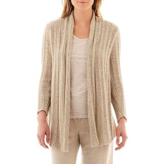 LIZ CLAIBORNE 3/4 Sleeve Cardigan Sweater, White, Womens