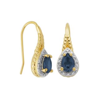 Bridge Jewelry Genuine Sapphire Diamond & Accent Drop Earrings
