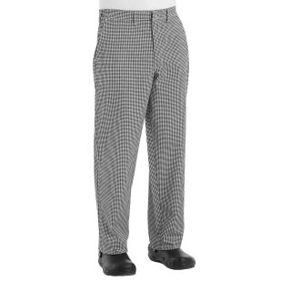Chef Designs Button Front Chef Pants Big and Tall, Black/White, Mens